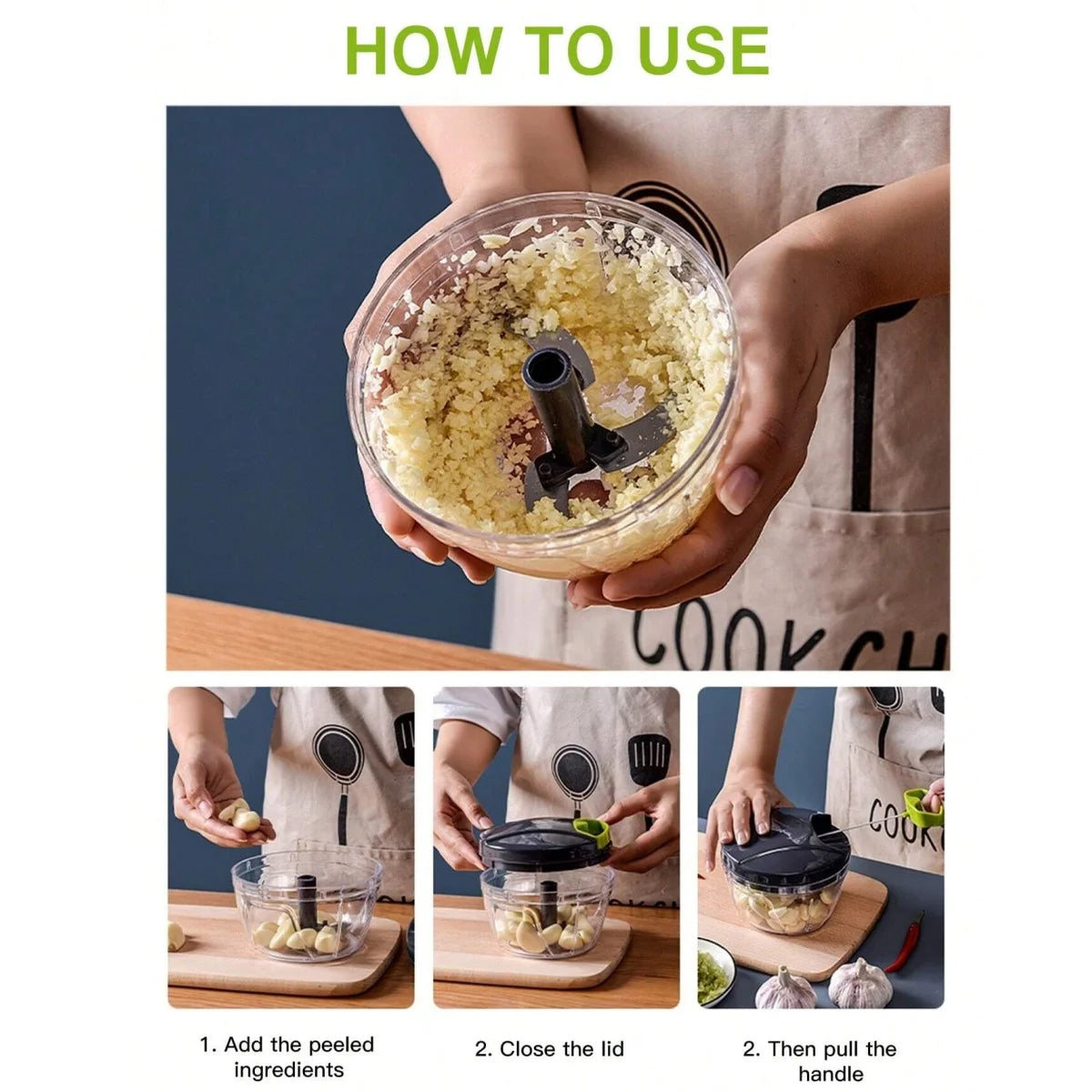 Tocător Manual Multifuncțional pentru Legume și Carne – Rapid și Ușor de Folosit